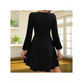 Women's Elegant Sleeveless (not long) mini dress - Solid Color Loose Fit Party Wedding Guest Dress, Roostertail Formal Evening Gown for Prom, Cocktail Party, Year-Round Special Occasions - Dress for full mobility & easy maintenance