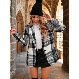 New Women'S Jacket | Stylish, Slim Fit, Trendy Design, Autumn Loose Casual Long Sleeve Christmas Plaid Versatile Suit Jacket, Single Breasted, Half Placket, Button Details.