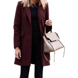Women's Elegant Blazer Trench Coat Jacket - Button Front Closure Lapel Collar Shacket Cardigan Overcoat, Loose Fit All-Season Outerwear, Casual to Professional Wear (Single-Breasted Button for, Solid Color)