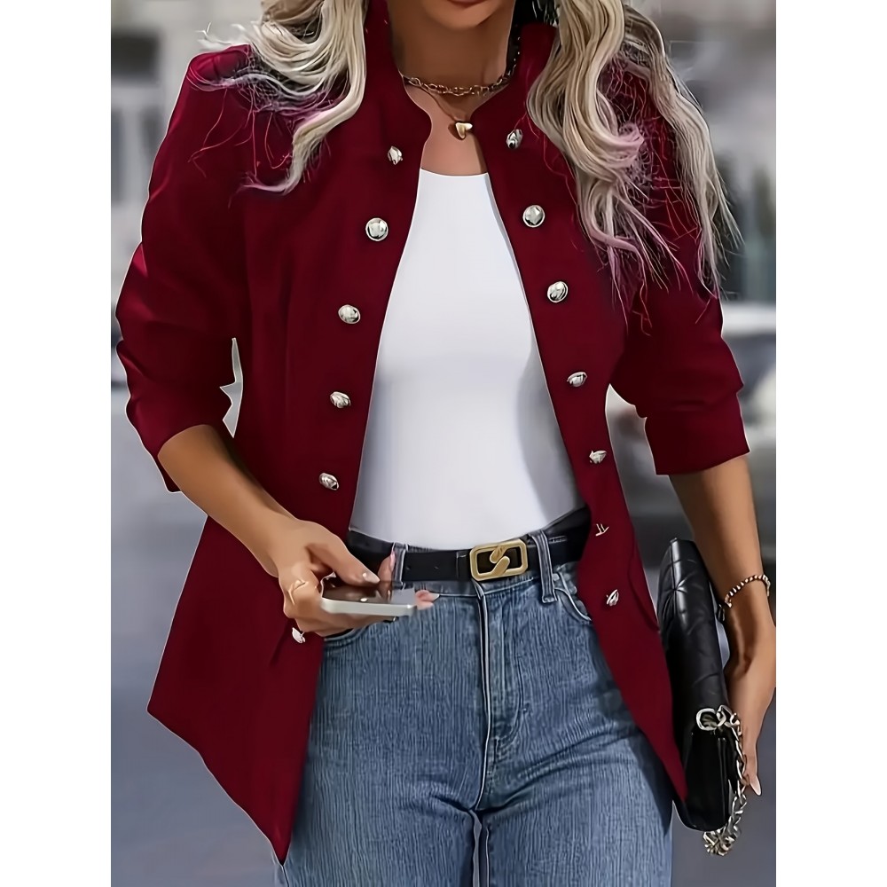 Women's Slim-Fit Blazer Jacket - Tailored X-Line Pure Color Button Front Closure, Elegant Office to Party Outerwear for Fall/Winter, Machine Washable (Black) | Bestseller for work, Halloween & Black Friday | Elegant Special Line