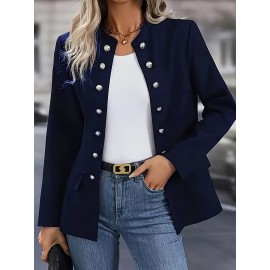 Women's Slim-Fit Blazer Jacket - Tailored X-Line Pure Color Button Front Closure, Elegant Office to Party Outerwear for Fall/Winter, Machine Washable (Black) | Bestseller for work, Halloween & Black Friday | Elegant Special Line