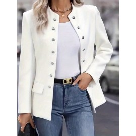 Women's Slim-Fit Blazer Jacket - Tailored X-Line Pure Color Button Front Closure, Elegant Office to Party Outerwear for Fall/Winter, Machine Washable (Black) | Bestseller for work, Halloween & Black Friday | Elegant Special Line