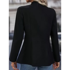 Women's Slim-Fit Blazer Jacket - Tailored X-Line Pure Color Button Front Closure, Elegant Office to Party Outerwear for Fall/Winter, Machine Washable (Black) | Bestseller for work, Halloween & Black Friday | Elegant Special Line