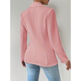 Women'S Elegant Oversized Tailored Blazer Jacket - Solid Color Winter Warmth Long Sleeve Single-Breasted Button Front Closure, Structured Loose Fit Casual to Formal Coat for Office, Business & Casual Attire - Versatile All-Season Outerwear (Autumn/W