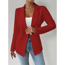 Women'S Elegant Oversized Tailored Blazer Jacket - Solid Color Winter Warmth Long Sleeve Single-Breasted Button Front Closure, Structured Loose Fit Casual to Formal Coat for Office, Business & Casual Attire - Versatile All-Season Outerwear (Autumn/W