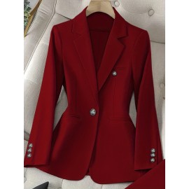Solid Color Single Button Long Sleeve Single-Breasted Waistcoat Suit Pants Two-Piece Set
