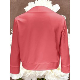 Ladies Fashion Casual Solid Color Three Quarter Sleeve Cardigan | Short Small Coat Coats for Ladies Blazers, Front Open, Spring/Fall Outerwear, Loose Fit, Single Breasted, Solid Color, No