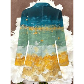 Women's Loose-Fit Full-Length Cardigan Jacket with Front Button Closure - Long Sleeve Blouse for work, Business & Casual Outfits | Single-Breasted Coat (Machine Washable Outerwear, OL Suit Essential)