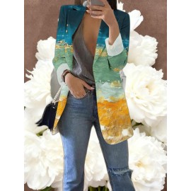 Women's Loose-Fit Full-Length Cardigan Jacket with Front Button Closure - Long Sleeve Blouse for work, Business & Casual Outfits | Single-Breasted Coat (Machine Washable Outerwear, OL Suit Essential)