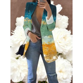 Women's Loose-Fit Full-Length Cardigan Jacket with Front Button Closure - Long Sleeve Blouse for work, Business & Casual Outfits | Single-Breasted Coat (Machine Washable Outerwear, OL Suit Essential)