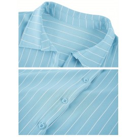 Womens Long Sleeve Button Shirt Blouse Loose Fit Casual V-Neck Tops