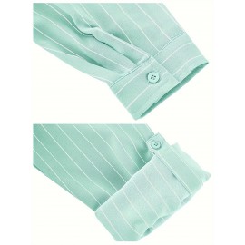 Womens Long Sleeve Button Shirt Blouse Loose Fit Casual V-Neck Tops