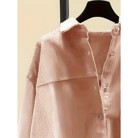 Women's Corduroy Shirt, Everyday Shirt, Layering Piece, Relaxed Fit, Buttonup Shirt, Hand Wash Only, Breathable Material, Long Sleeve Shirt, Buttondown Top, Women's Fashion, Office Casual