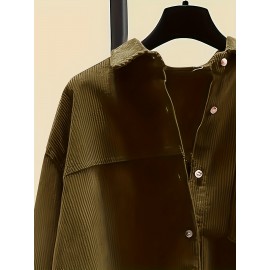 Women's Corduroy Shirt, Everyday Shirt, Layering Piece, Relaxed Fit, Buttonup Shirt, Hand Wash Only, Breathable Material, Long Sleeve Shirt, Buttondown Top, Women's Fashion, Office Casual