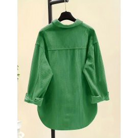 Women's Corduroy Shirt, Everyday Shirt, Layering Piece, Relaxed Fit, Buttonup Shirt, Hand Wash Only, Breathable Material, Long Sleeve Shirt, Buttondown Top, Women's Fashion, Office Casual