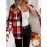 Women's -Lined Plaid Shirt Jacket - Warm Thick Winter Coat with Button Front Closure, Longline Fall Outerwear, Machine Washable Casual Blouse for Christmas & Cold Weather