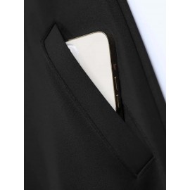 Women's Turkey Squad Graphic Zip-Up Jacket - Black Casual Slim Fit Stand Collar Coat with Pockets, Machine Washable Fall Winter Outerwear